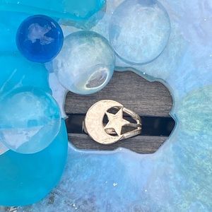 Moon & Star Silver Ring